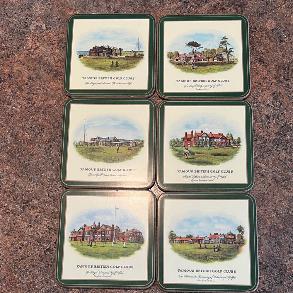 6 Vintage British golf course laminate coasters
Color clubhouse photo cork back